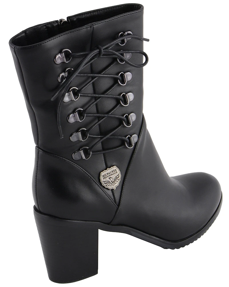Milwaukee Leather Women's Laced Side Riding Boots - Round Toe