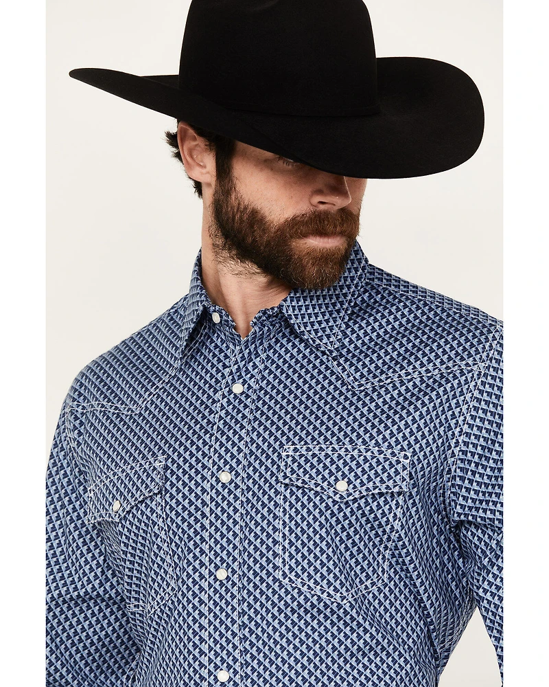 Wrangler 20X Men's Advanced Comfort Geo Print Long Sleeve Snap Western Shirt
