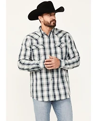 Moonshine Spirit Men's All Night Long Plaid Print Sleeve Snap Western Shirt