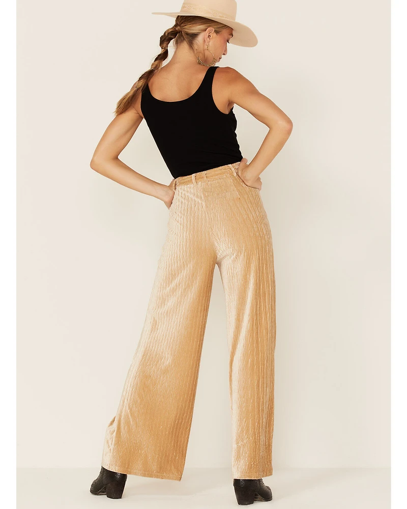 Sadie & Sage Women's Angelic Pleated Velvet Wide Leg Pant
