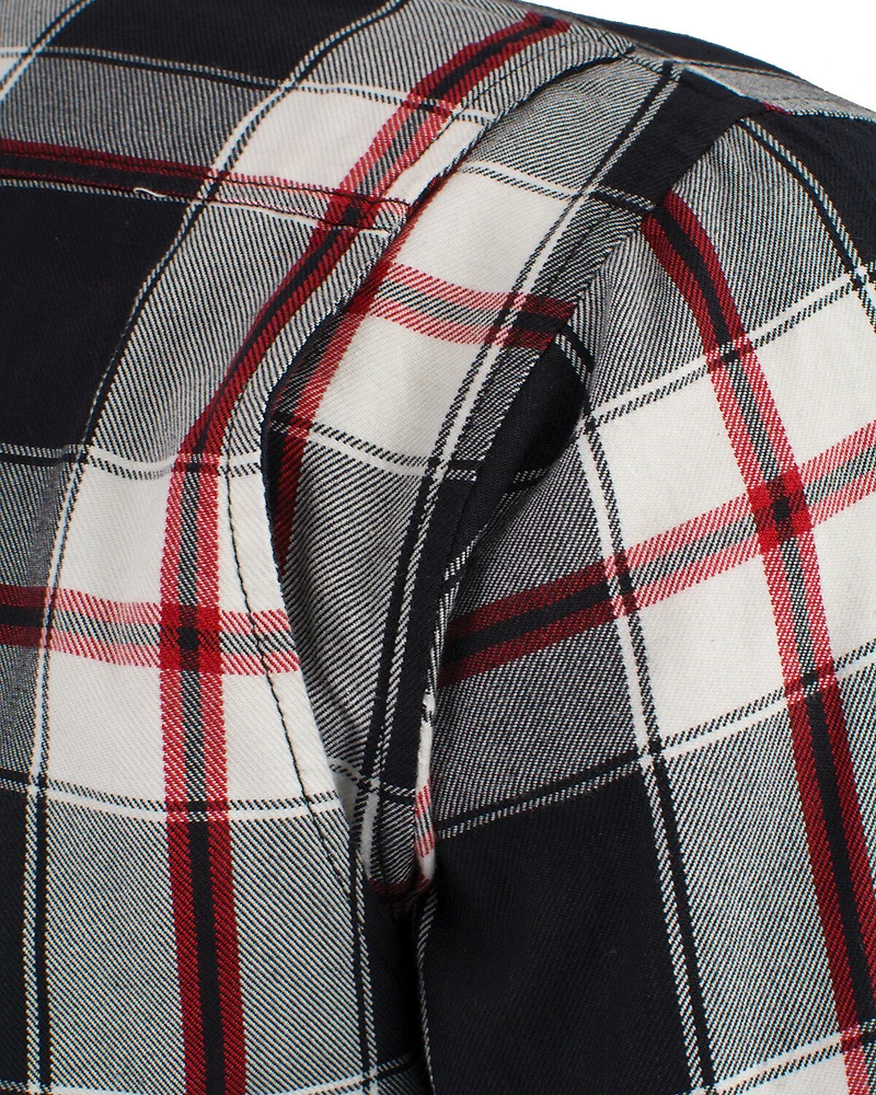 Milwaukee Performance Men's Black/White/Red Aramid Flannel Biker Jacket