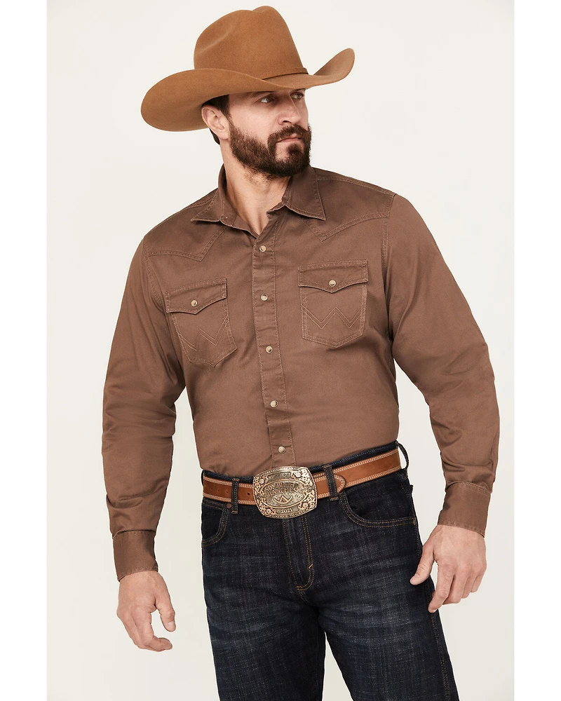 Wrangler Retro Men's Premium Solid Long Sleeve Snap Western Shirt
