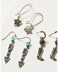 Shyanne Women's 3-Piece Silver Arrow Boot & Star Earrings Set
