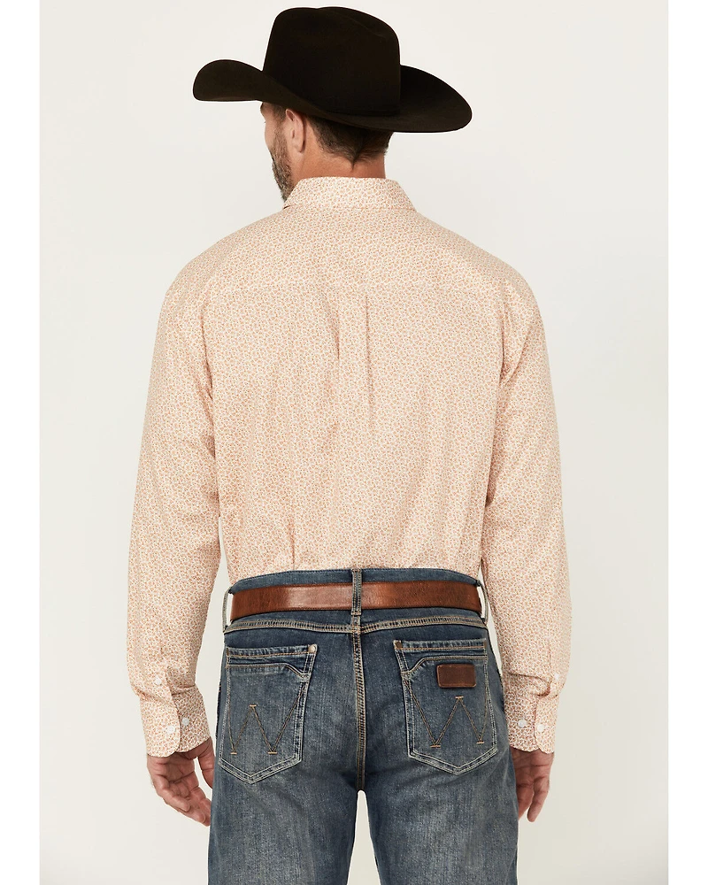 George Strait by Wrangler Men's Floral Print Long Sleeve Button-Down Stretch Western Shirt