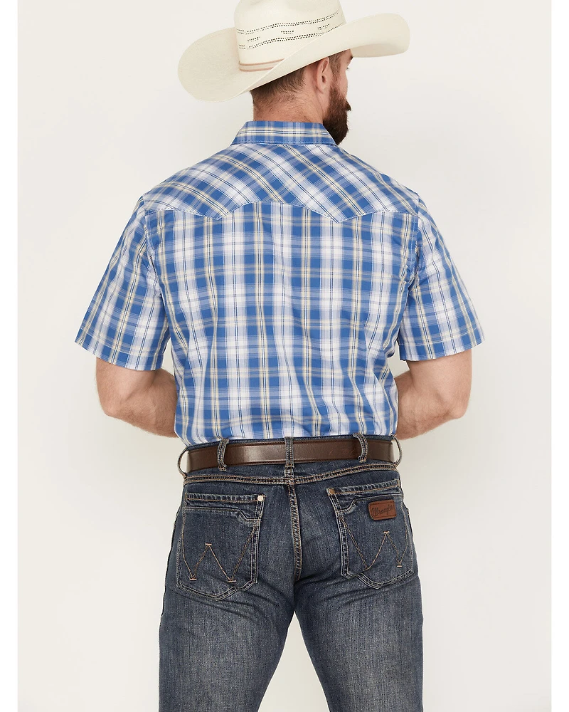Wrangler Men's Fashion Plaid Print Short Sleeve Snap Western Shirt