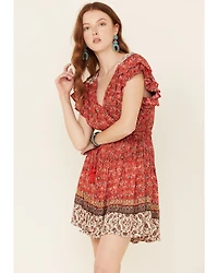 Angie Women's Ruffle Sleeve Tiered Mini Dress