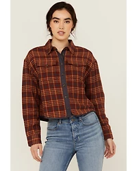 Cleo + Wolf Women's Chelsea Plaid Print Long Sleeve Button-Down Cropped Shirt