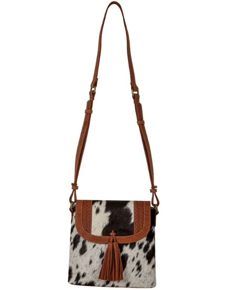 Myra Bag Women's Westward Tasseled Leather Hair-On Crossbody Bag