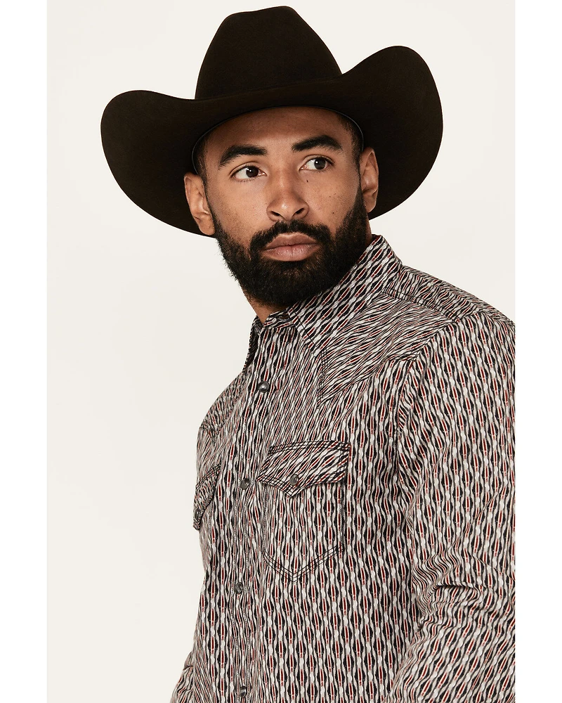 Moonshine Spirit Men's Sunset Geo Print Long Sleeve Snap Western Shirt