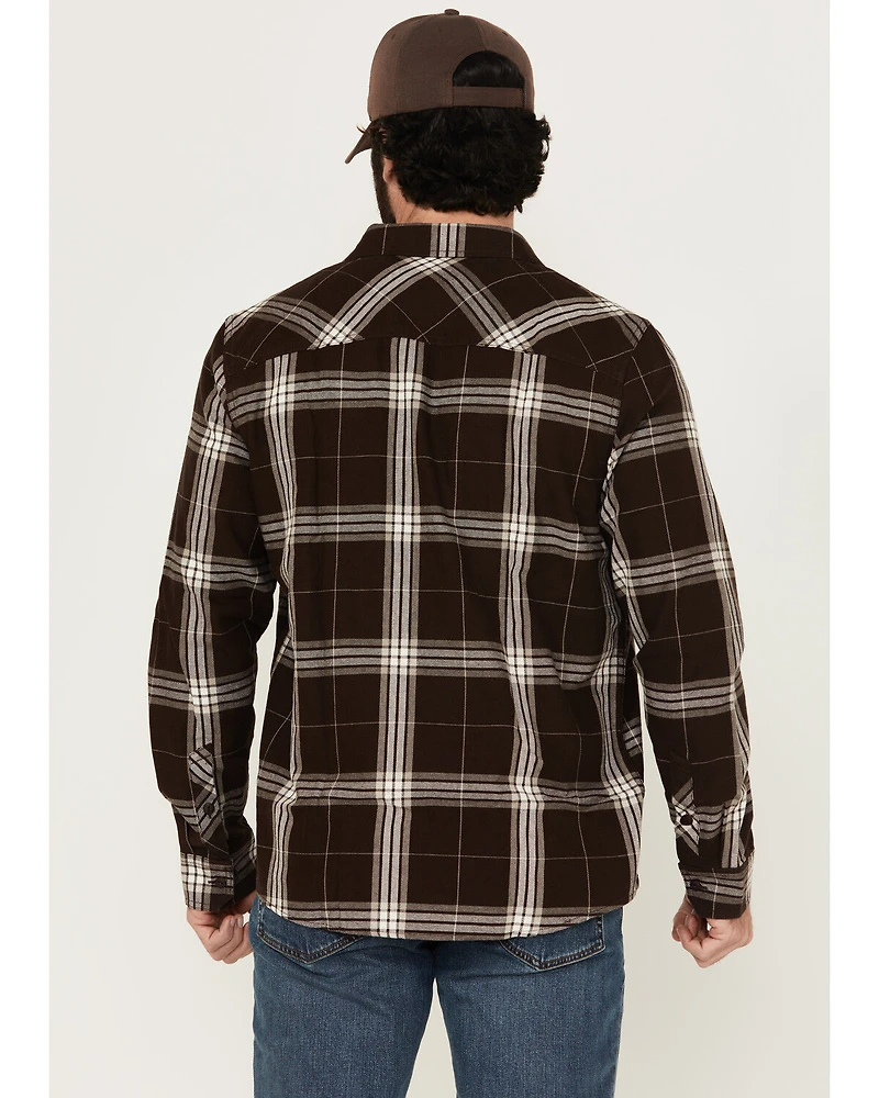Brothers and Sons Men's Hatch Plaid Print Long Sleeve Button-Down Stretch Western Shirt