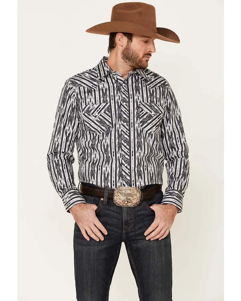 Rock & Roll Denim Men's Southwestern Striped Long Sleeve Snap Western Shirt