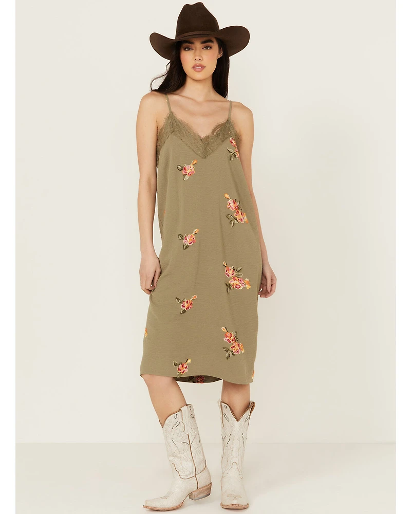 Wild Moss Women's Embroidered Midi Dress