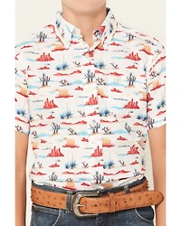 Ariat Boys' Desert Print Short Sleeve Button-Down Western Shirt
