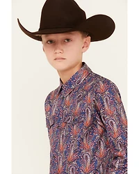 Cody James Boys' Jefferson Printed Long Sleeve Snap Western Shirt