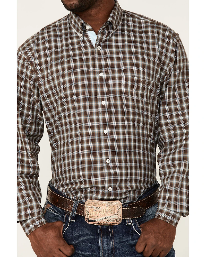 Resistol Men's Quincy Small Plaid Long Sleeve Button Down Western Shirt