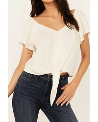 Idyllwind Women's Tern Flutter Sleeve Tie Front Top