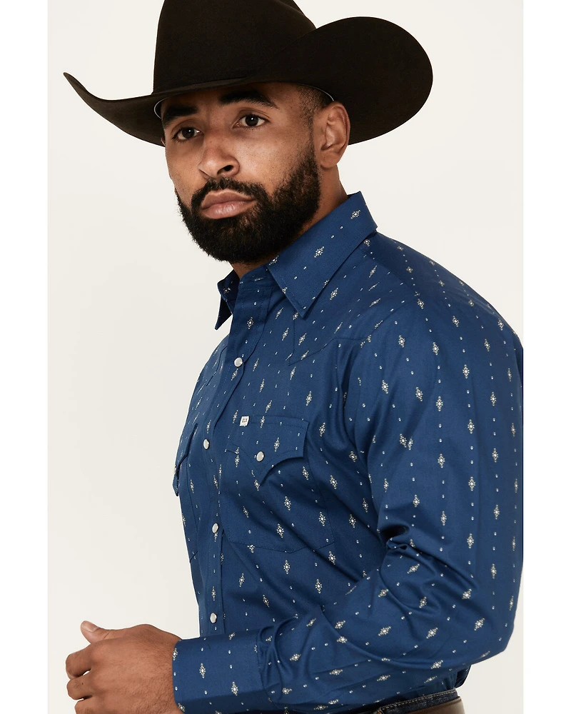 Ely Walker Men's Diamond Southwestern Print Long Sleeve Snap Western Shirt