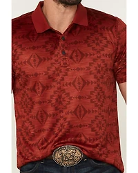RANK 45® Men's Stock Tonal Southwestern Print Short Sleeve Button-Down Polo Shirt