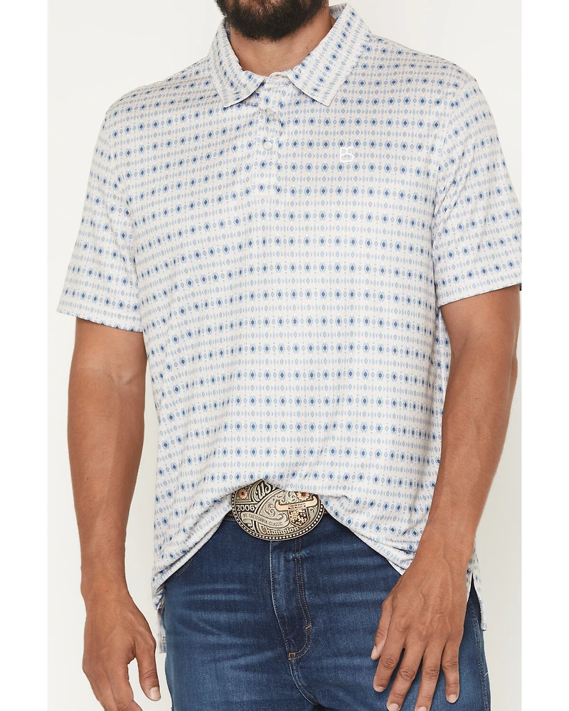 Panhandle Slim Men's Southwestern Print Short Sleeve Pearl Snap Performance Polo