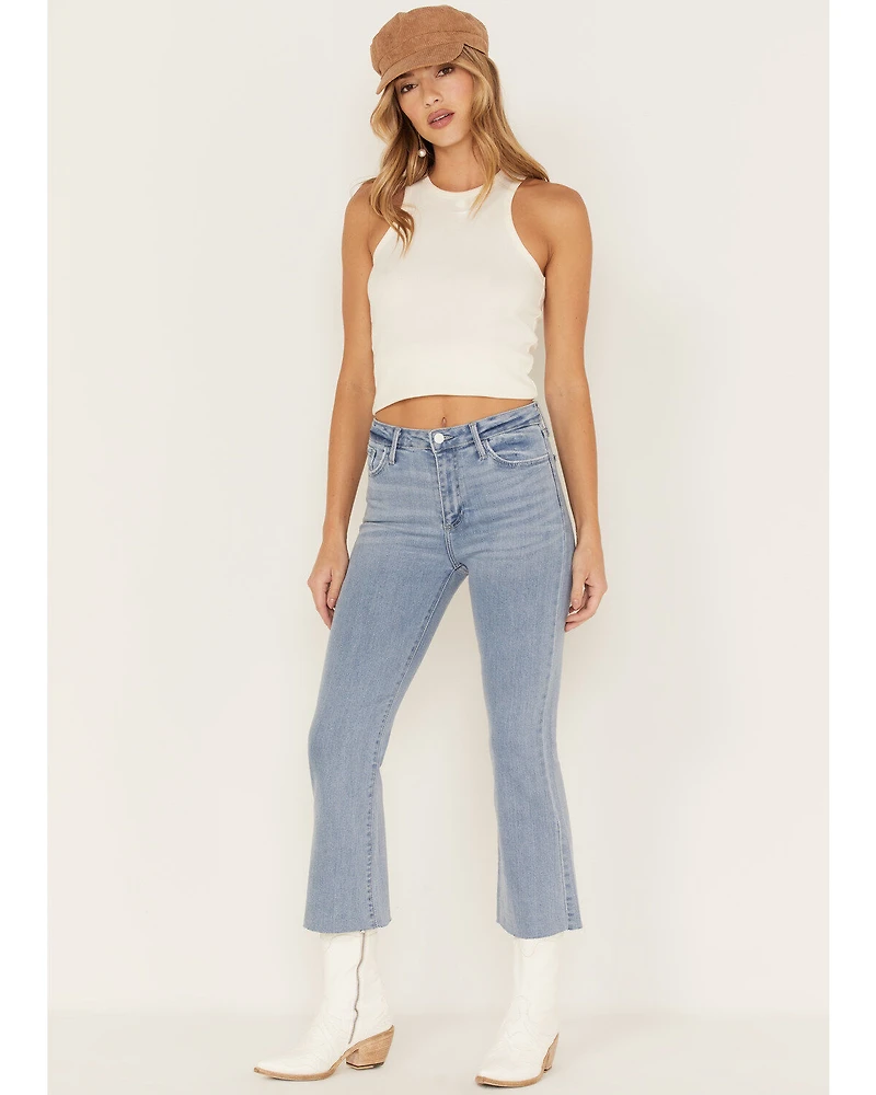 Just Black Denim Women's Light Wash Cropped Kick Flare Jeans