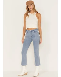 Just Black Denim Women's Light Wash Cropped Kick Flare Jeans