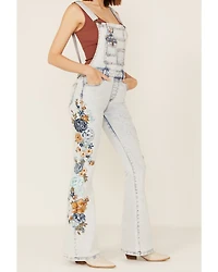 Driftwood Women's Light Wash Embroidered Denim Overalls