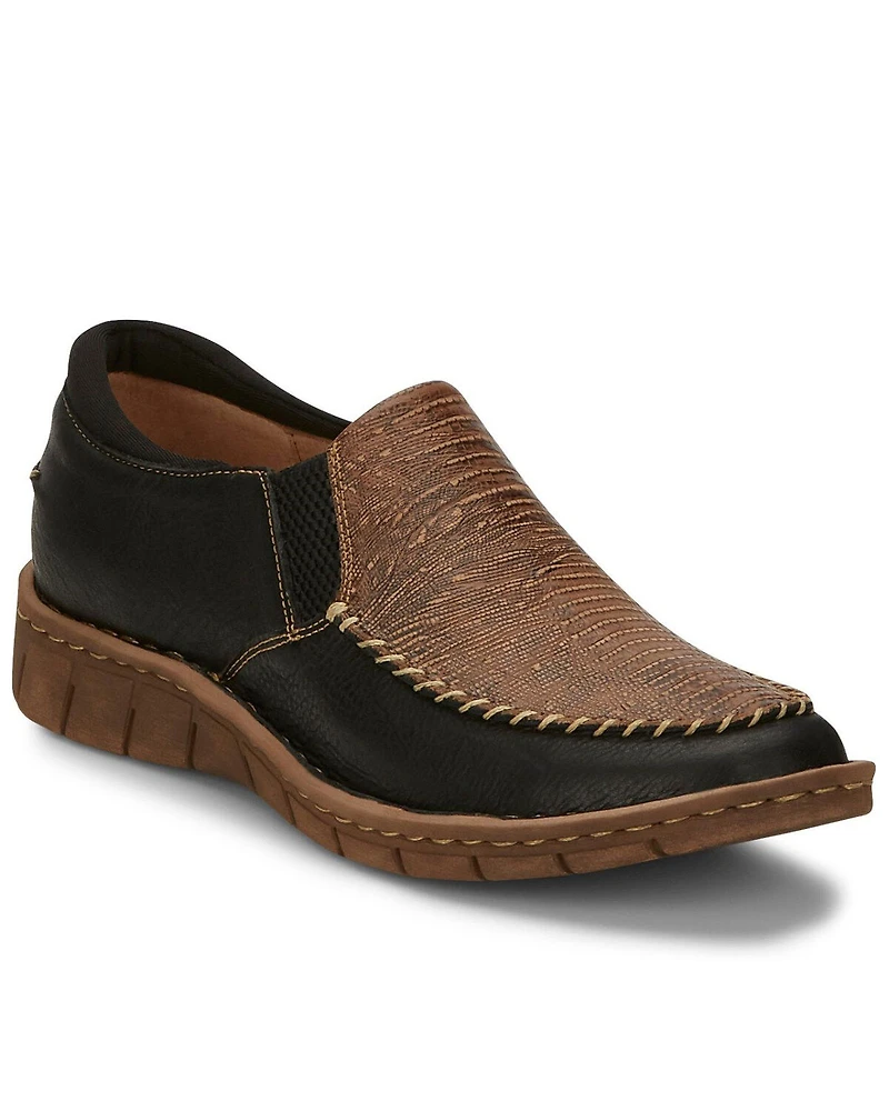 Tony Lama Women's Magdalena Print Slip-On Western Shoe - Moc Toe