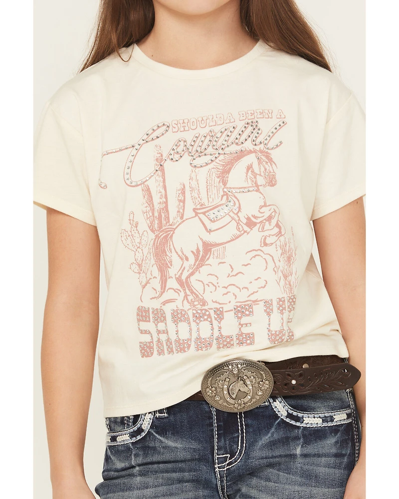Shyanne Girls' Shoulda Been A Cowgirl Short Sleeve Graphic Tee