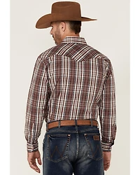 Rough Stock By Panhandle Men's Ombre Plaid Print Long Sleeve Pearl Snap Western Shirt