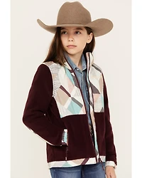 Hooey Girls' Geo Print Color Block Softshell Jacket