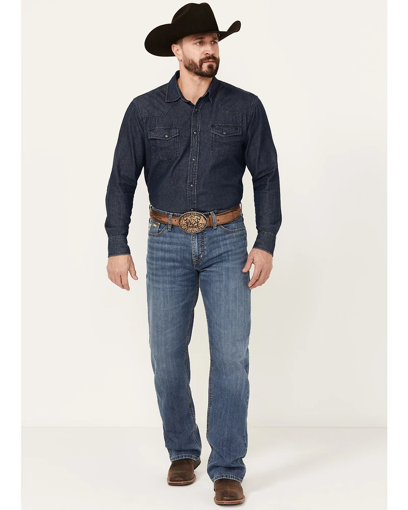 Cinch Men's Grant Medium Stonewash Relaxed Bootcut Performance Stretch Denim Jeans