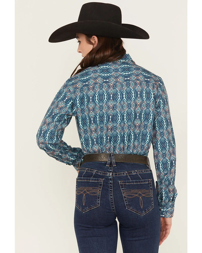Cinch Women's Southwestern Long Sleeve Button-Down Stretch Western Shirt