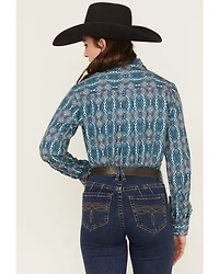 Cinch Women's Southwestern Long Sleeve Button-Down Stretch Western Shirt
