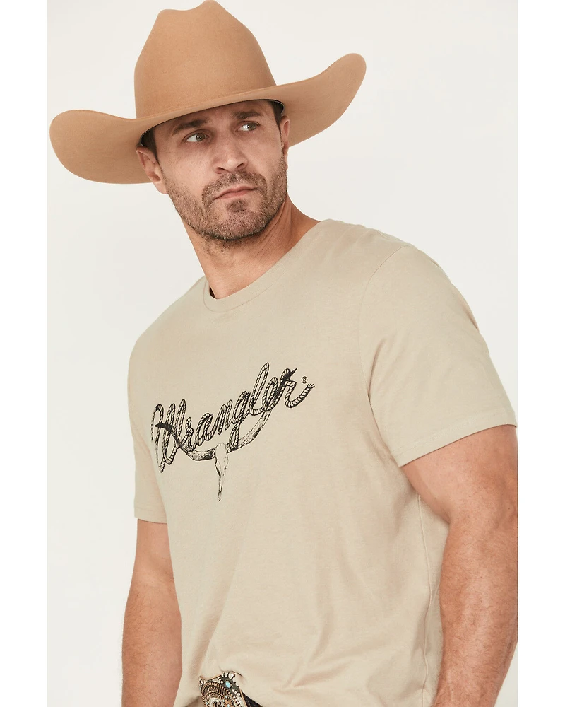 Wrangler Men's Rope Steer Head Front Logo Short Sleeve Graphic T-Shirt