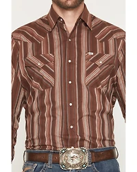 Ely Walker Men's Stripe Print Long Sleeve Snap Western Shirt