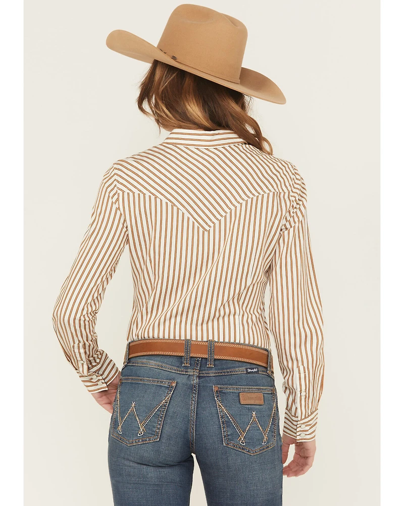 Wrangler Retro Women's Vertical Striped Long Sleeve Snap Western Shirt