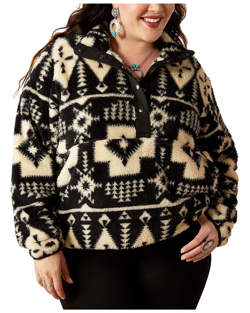 Ariat Women's Berber Southwestern Print Sherpa Pullover - Plus