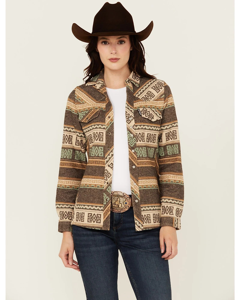 Outback Trading Co Women's Lorelei Southwestern Print Long Sleeve Snap Performance Shirt