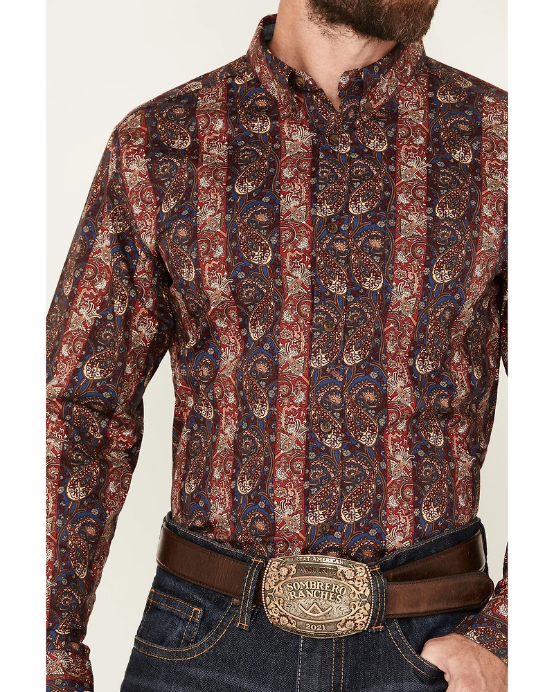 Cody James Men's Decoy Paisley Print Long Sleeve Stretch Button-Down Western Shirt