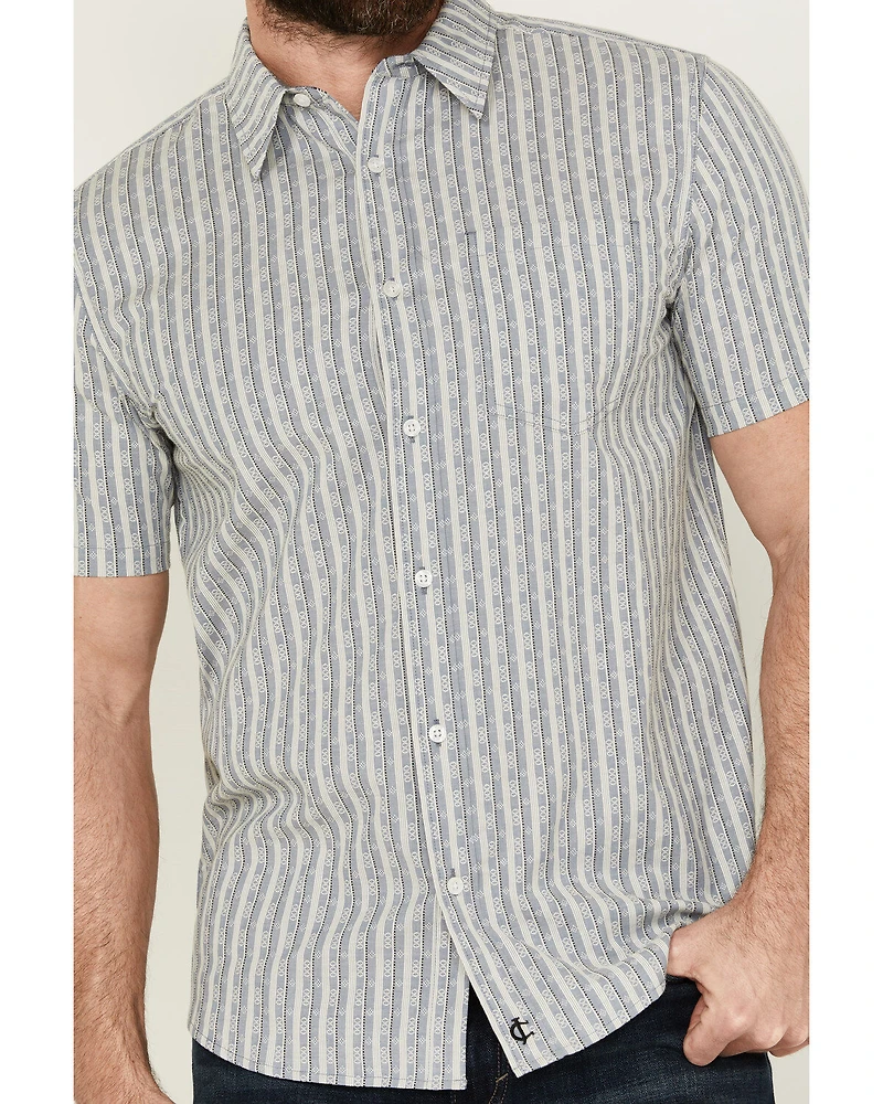 Cody James Men's Falling Diamond Striped Short Sleeve Button-Down Stretch Western Shirt - Tall