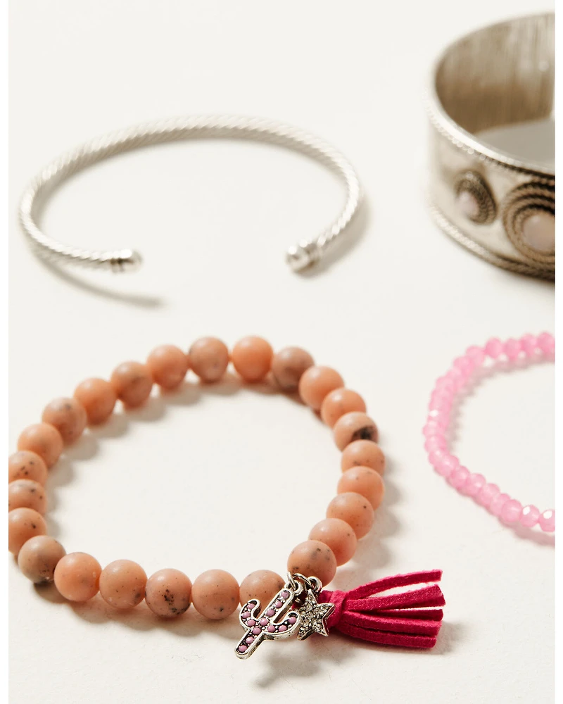 Shyanne Women's Mixed Bead Cactus & Cuff Bracelet Set - 4-Piece