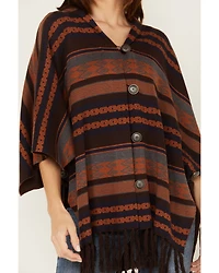 Cruel Girl Women's Southwestern Striped Print Poncho