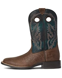 Ariat Men's Crocodile Print Sport Buckout Western Performance Boots - Broad Square Toe