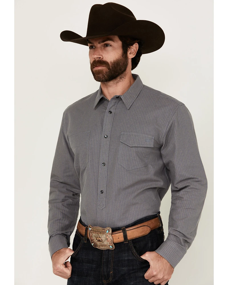 Blue Ranchwear Men's Grayson Striped Long Sleeve Pearl Snap Western Shirt