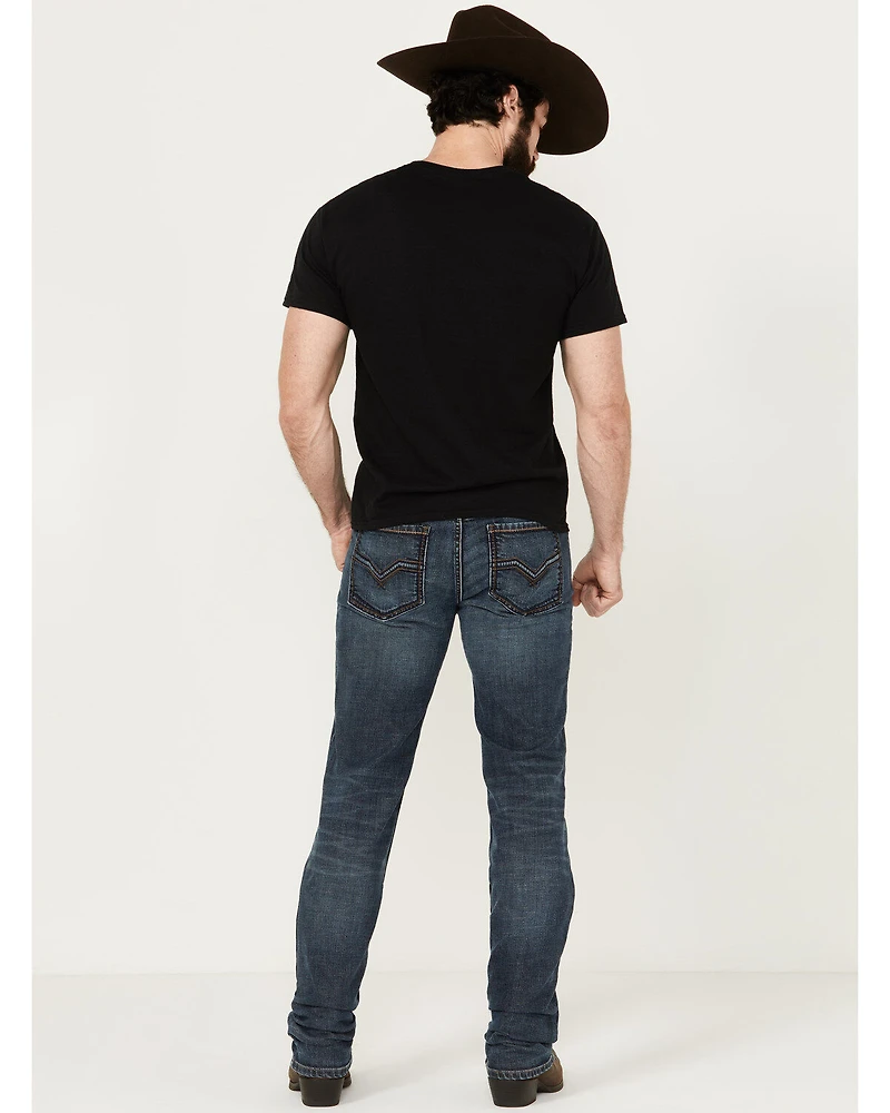 Moonshine Spirit Men's Dark Wash Unaged Whiskey Slim Stretch Denim Jeans