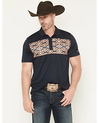 RANK 45® Men's Southwestern Print Border Short Sleeve Button-Down Polo