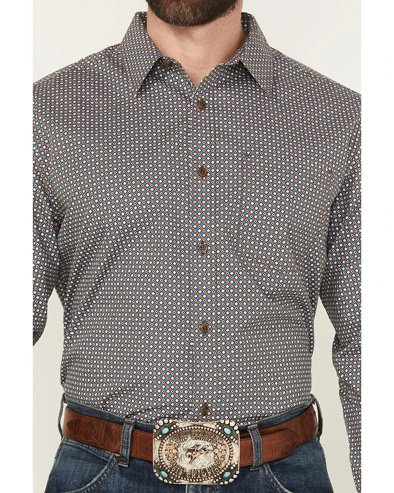 Gibson Trading Co Men's Orbit Geo Print Long Sleeve Button-Down Stretch Western Shirt