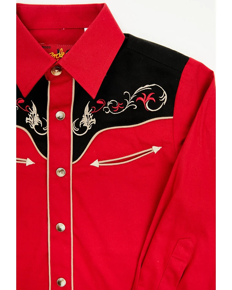 Avalon Boys' Embroidered Long Sleeve Snap Western Shirt