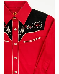 Avalon Boys' Embroidered Long Sleeve Snap Western Shirt
