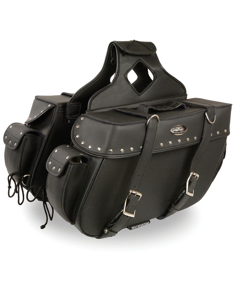 Milwaukee Leather Large Zip-Off Throw Over Riveted Saddle Bag